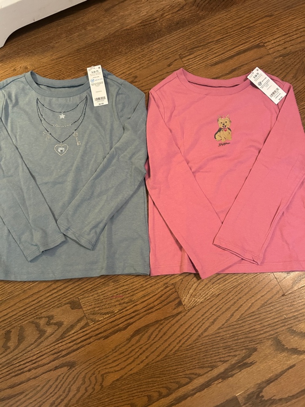 Carter's Pink dog & Blue Necklace Long-Sleeve Tees